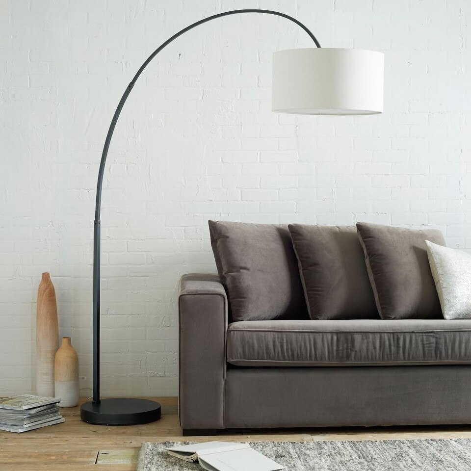 Overarching Linen Shade Floor Lamp west Elm Australia
